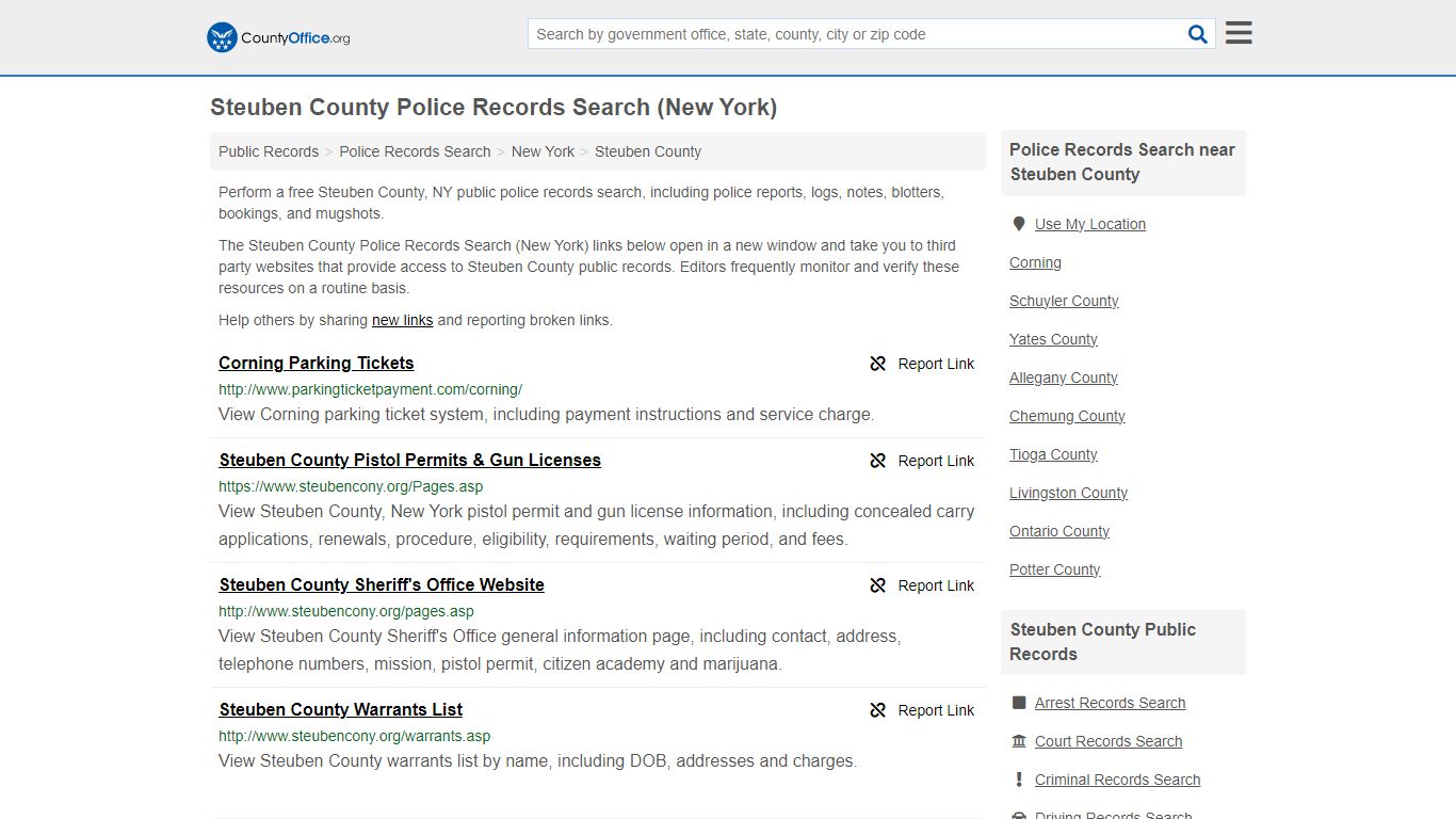 Steuben County Police Records Search (New York) - County Office