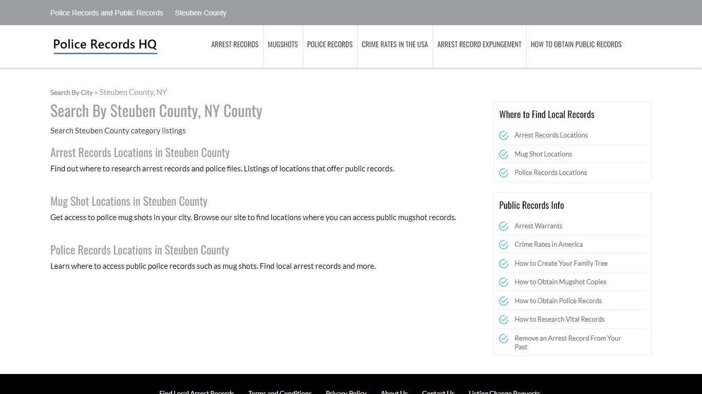 Police Records in Steuben County, NY